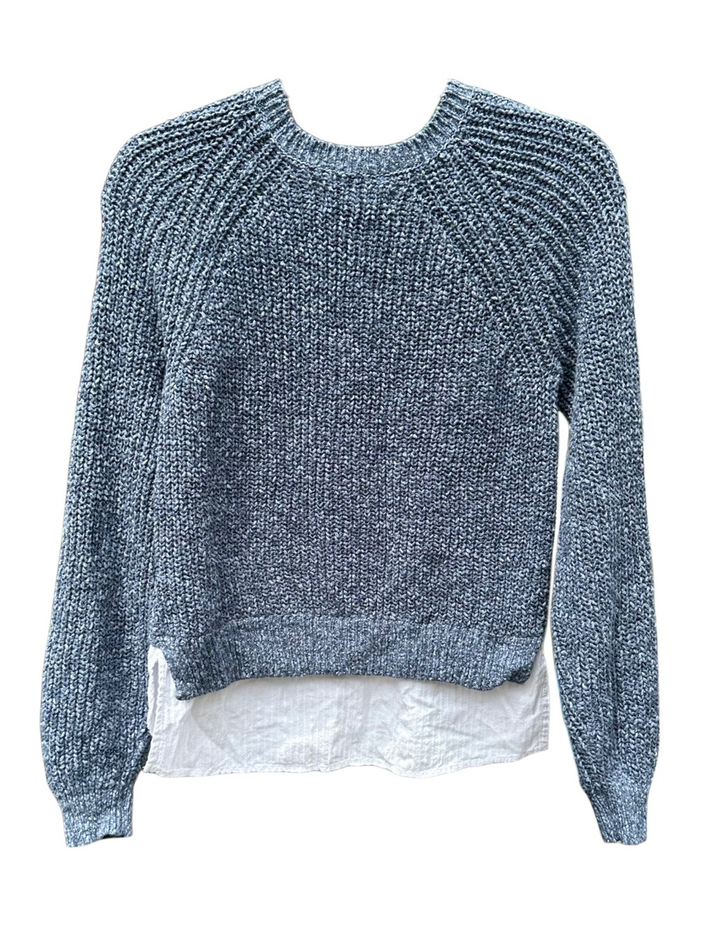 Abercrombie Kids Blue Layered Knit Sweater White Shirttail Hem Girls 15/16 - Picture 2 of 8